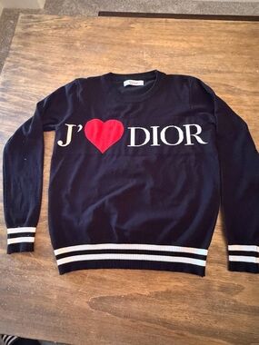 Designer Black Crewneck with Red Heart and White Logo